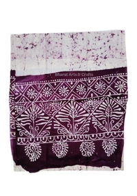 White & Violet Batik Printed Pure Cotton Uttorio