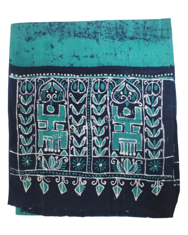 Dark Green & N-Blue Batik Printed Pure Cotton Uttorio