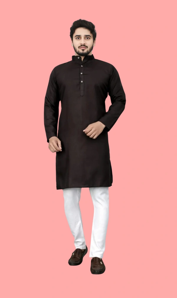 PLAIN BLACK KURTA FOR MEN - XL