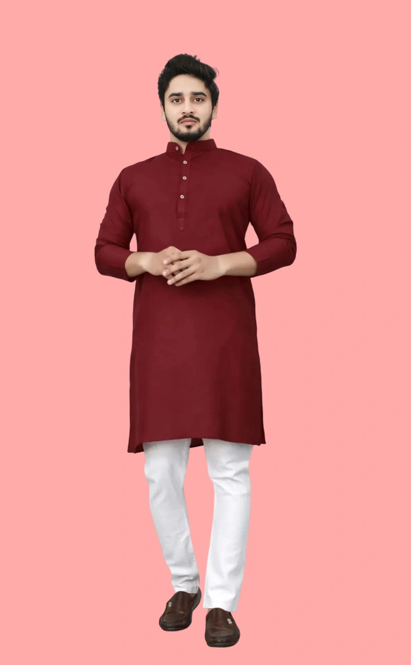 PLAIN MAROON KURTA FOR MEN - XXL