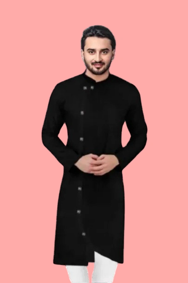 Cross Botton Black Colour Kurta - 40