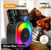 FRONTECH 15W Portable Wireless Multimedia Speaker with Bluetooth 5.3, FM, USB, TF Card, Mobile Holder, RGB LED Lights, 6 Hrs Playback, 1000mAh Battery, 1 Year Warranty (SW-0273BLK)