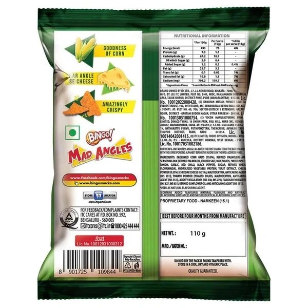 Bingo Mad Angels Cheese Nachos. - 120g
