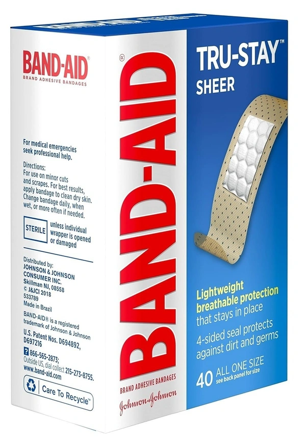 Band - Aid Brand Tru - Stay Sheer Strips Adhesive Bandages for First Aid and Wound Care, All One Size, 40 ct - 30 Pcs
