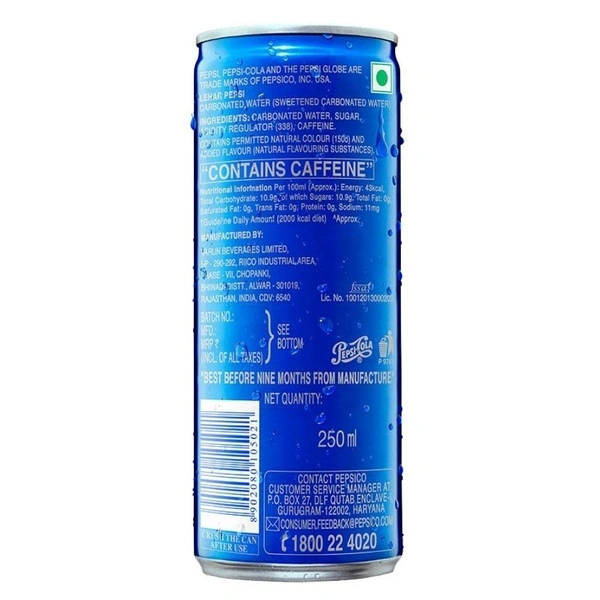 Pepsi Soft Drinks Swag Can 250ml - 250ml