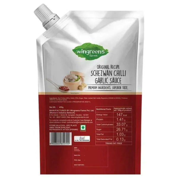 Wingreens Schezwan Chilli Garlic Sauce, 450g - 450g