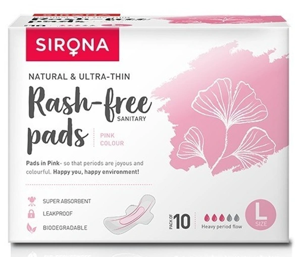 Sirona Natural And Ultra Thin Rash Free Pads Large (10 Nos)