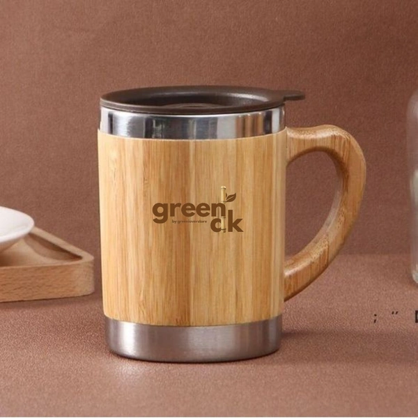 Bamboo Coffee or Tea Mug With Lid (1 Piece ) - Pack Of 1