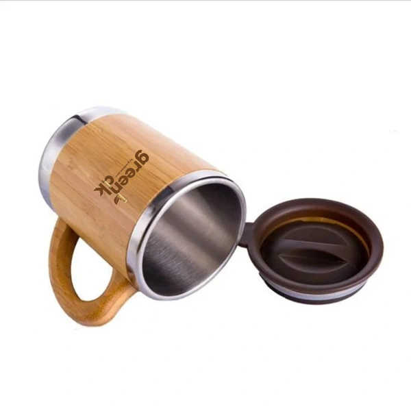 Bamboo Coffee or Tea Mug With Lid (1 Piece ) - Pack Of 1