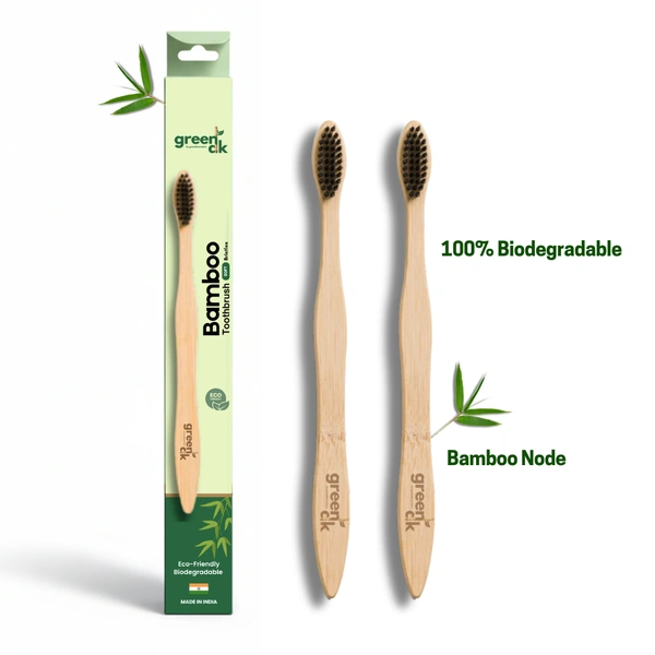Greenloverstore Charcoal Infused Organic Bamboo Toothbrush Pack Of 2