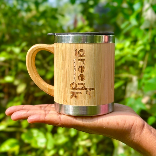 Bamboo Coffee or Tea Mug With Lid (1 Piece ) - Pack Of 1