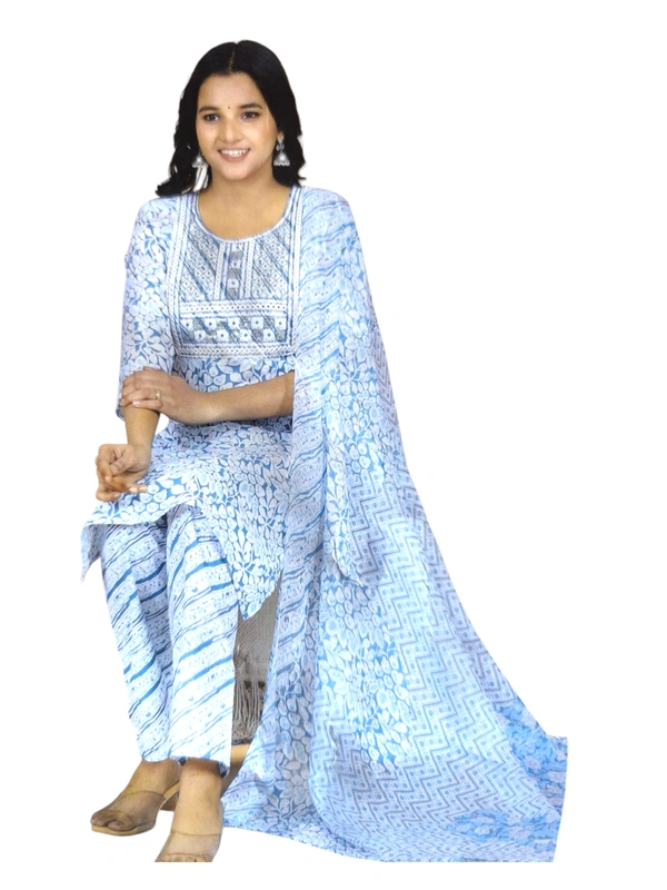 Three piece cotton kurti set 