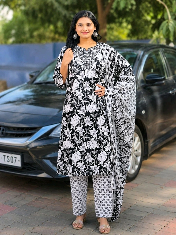 3 Pic Cotton Kurti Set - XL