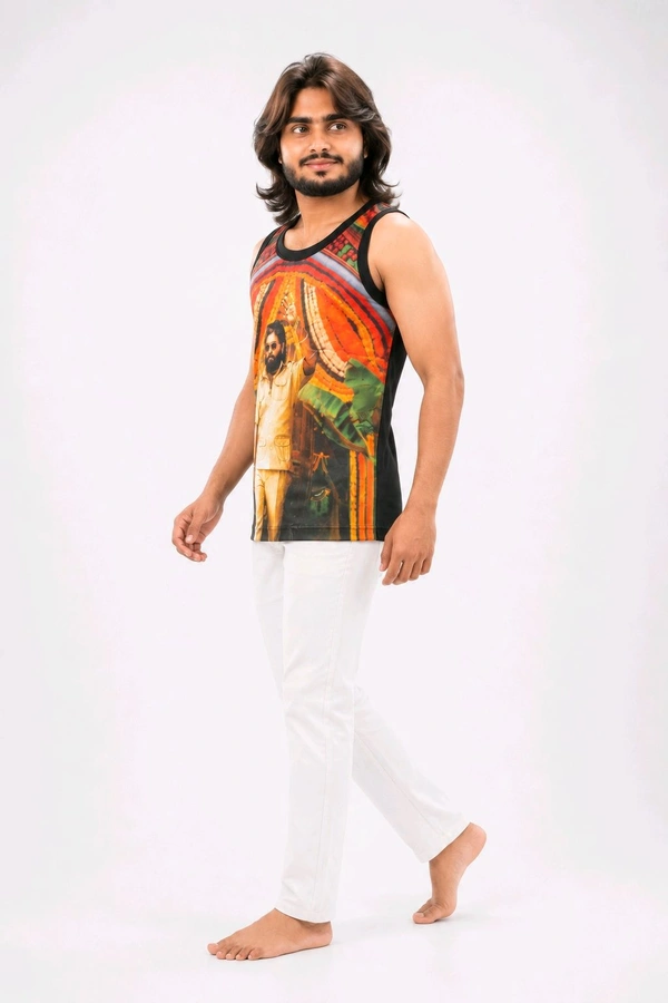 Warrior Printed Sleeveless Gym Vest 3 Pics