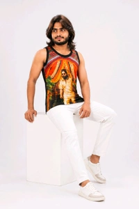 Warrior Printed Sleeveless Gym Vest 3 Pics