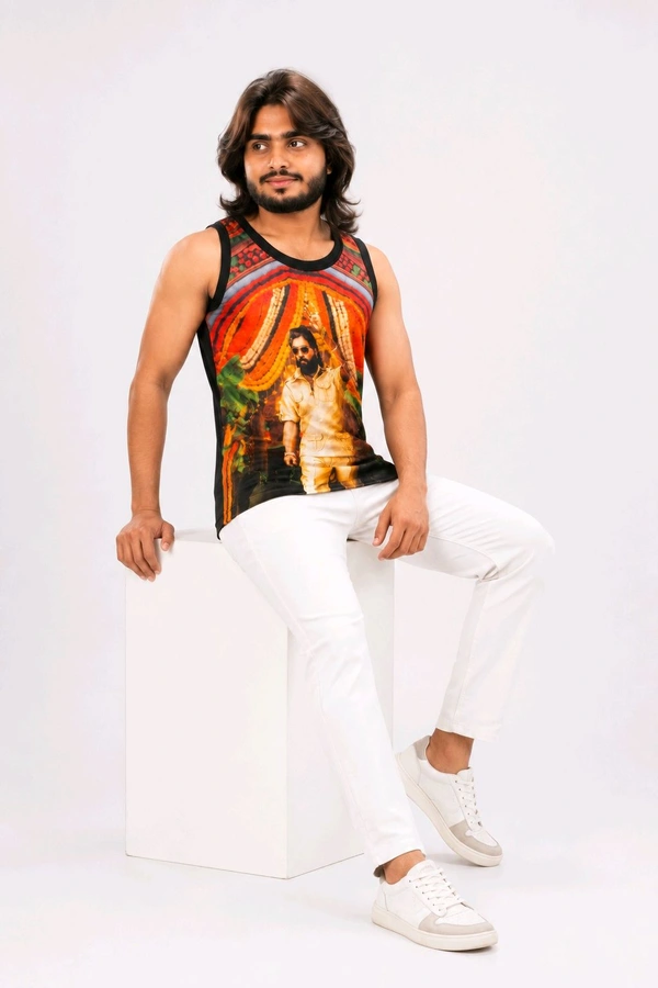 Warrior Printed Sleeveless Gym Vest 3 Pics