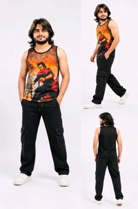 Warrior Printed Sleeveless Gym Vest 3pics