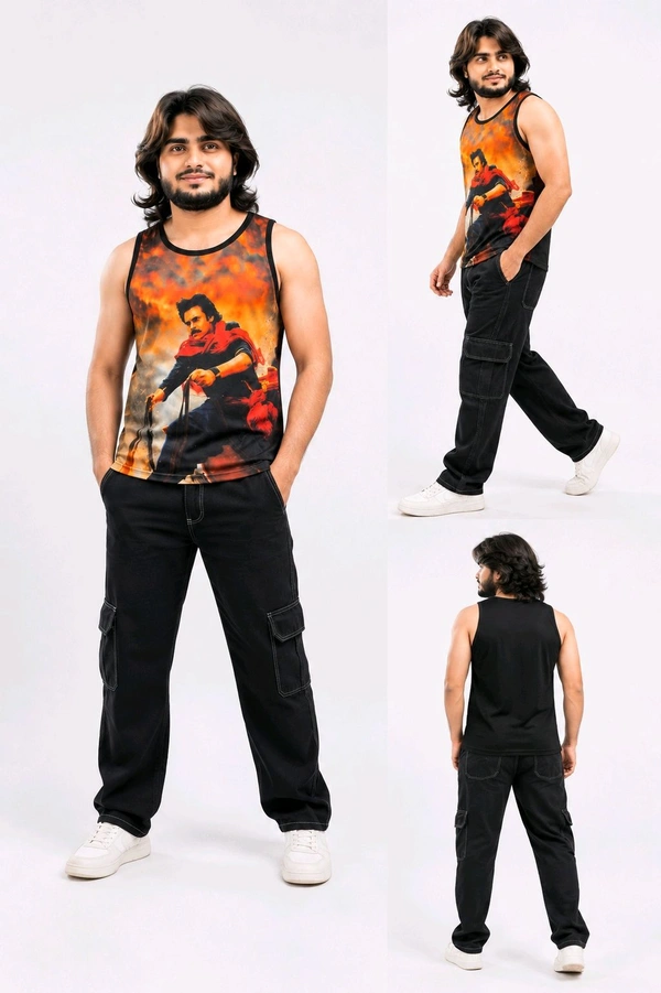 Warrior Printed Sleeveless Gym Vest 3pics