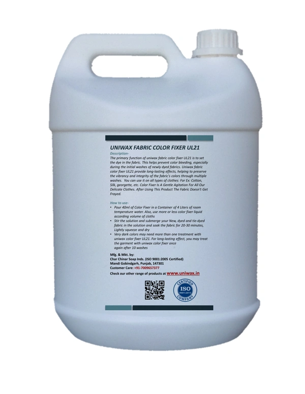 Fabric color fixer / fabric dye fixer / Color Binder / UL21 For Silk, Cotton, Georgette and all Fabric - 5 liter