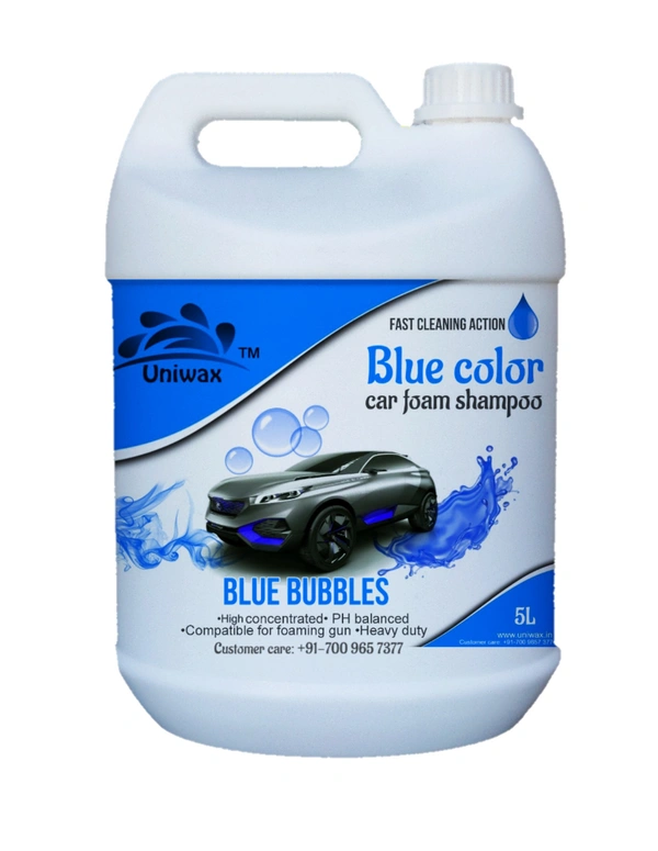 Uniwax blue color foam wash with wax colour foam car wash shampoo - 5kg, Blue
