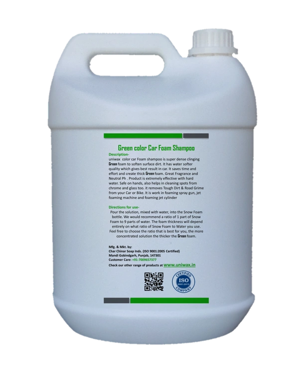 Uniwax color foam wash with wax colour foam car wash shampoo - 5kg, Green