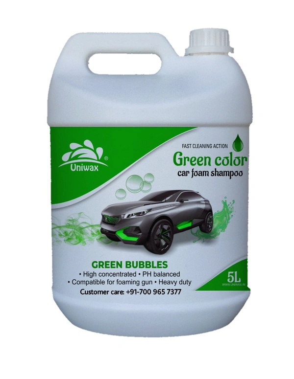 Uniwax color foam wash with wax colour foam car wash shampoo - 5kg, Green