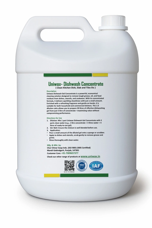 uniwax U9 Concentrated Dishwash 5 liter makes 20 liter dishwash gel - 5kg
