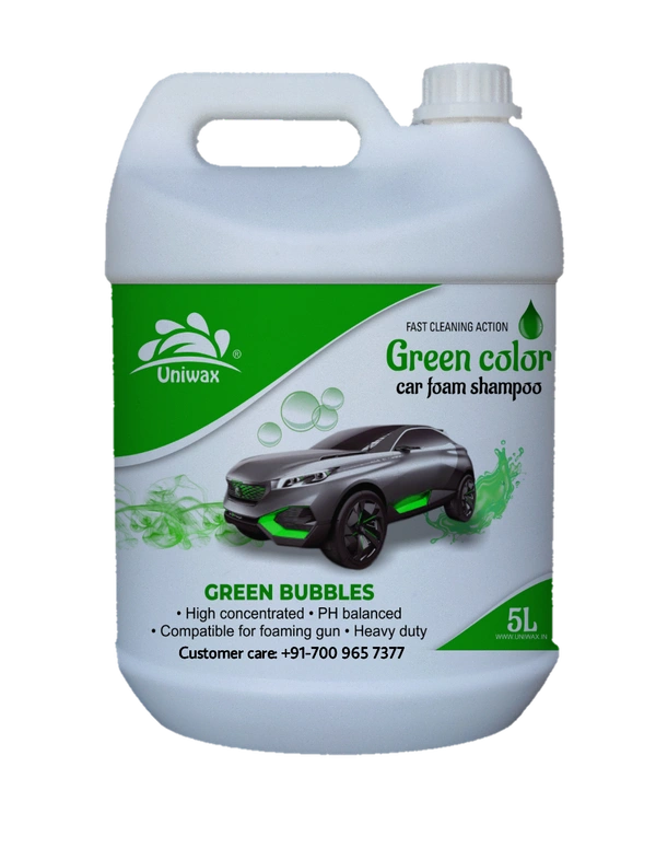 Uniwax Colour Foam Shampoo – High-Foam Car Wash for Deep Cleaning & Vibrant Shine – Paint Safe & Streak-Free - 5kg, Green