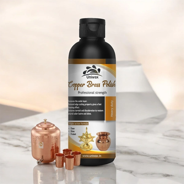 Uniwax Copper & Brass Cleaner – Instantly Removes Tarnish & Restores Shine – Gentle & Effective Metal Polish - 200ml