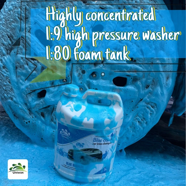 Uniwax blue color foam wash with wax colour foam car wash shampoo - 5kg, Blue
