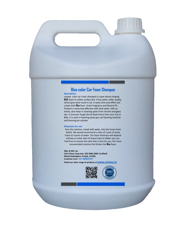 Uniwax Blue Foam Shampoo produces a thick, stable foam for superior cleaning. - 5kg