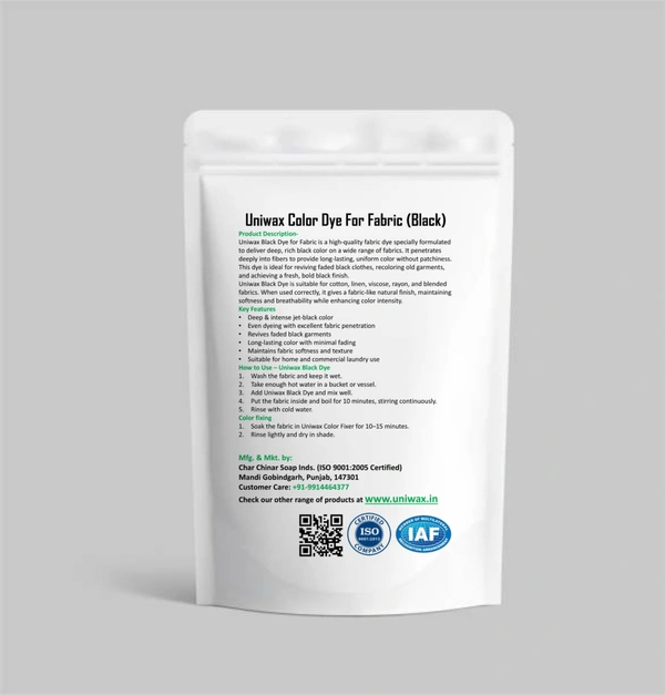 Uniwax Fabric Color Dye for Clothes | Strong, Long-Lasting Professional DIY Cloth Dye for Laundry & Garment Recolouring - 100 gm