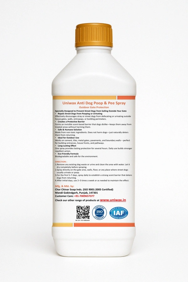 uniwax anti dog-poop / stop dogs from pooping or peeing outside gates / Street dog repellent / Stop Doing Potty - 1litr