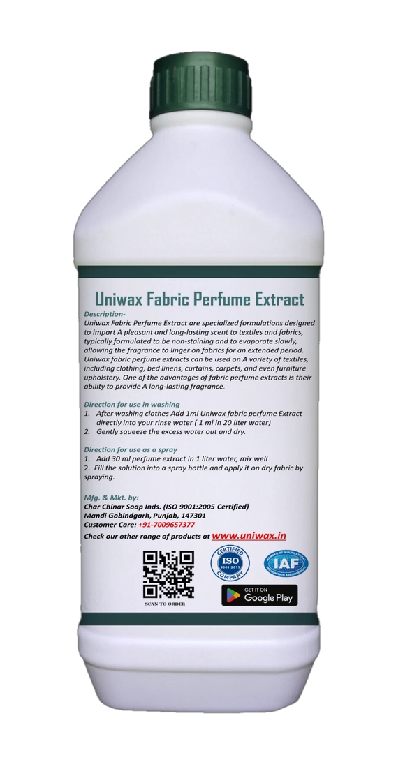 Uniwax Fabric Perfume Concentrate | Long-Lasting Clothing Scent & Fabric Freshener - 1 liter