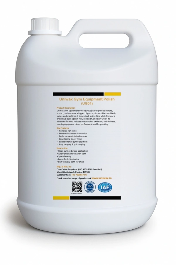 Uniwax Gym Equipment Polish – Rust Protection, Odor Remover & Long-Lasting Shine (UG01) - 5000ml
