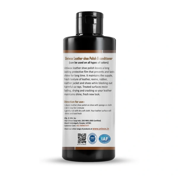 Uniwax Leather Shoe Polish Natural colour – Premium Shoe Shine for All Leather Colors – Nourishes, Protects & Restores – Long-Lasting Gloss - 200 ml