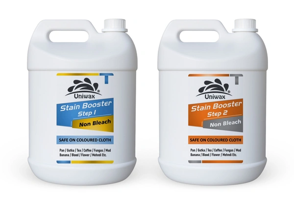 Stain booster for colored cloth pan, gutka, tea, blood, fungus, milk stain remover - 2.5kg Step-1, 2.5kg Step-2, Total -5kg