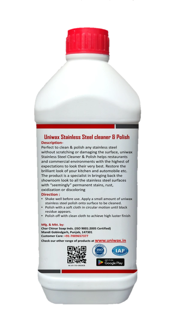 Uniwax Stainless Steel Polish | Streak-Free Shine & Protection | Restores Shine & Prevents Rust | - 1kg