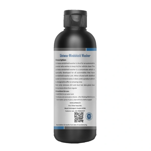 Uniwax Windshield Washer Fluid Concentrate – Makes Up to 5 Gallons | Streak-Free, All-Season Formula for Crystal Clear Visibility - 200ml