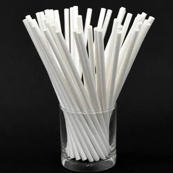 Pepcare Straight Drinking Straw 10 packets (White, Pack of 100) - 10 mm