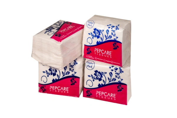 Pepcare Tissues Soft Tissue Paper Napkin ( Tissue Paper) (Pack of 4) - 27cm X 30cm, White, 100 Grams