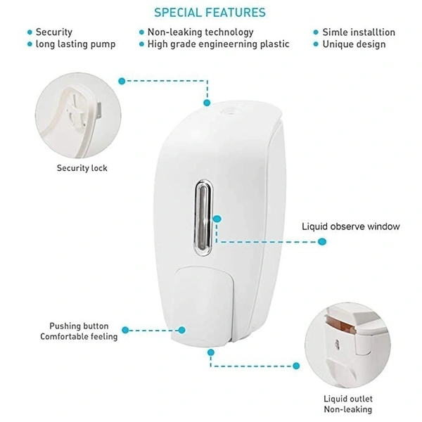 Pepcare 1000ML Manual Liquid soap Gel Shampoo Dispenser Wall Mounted for Bathroom Kitchen(Large,White)