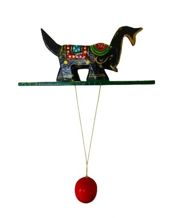 Palak Saxena PALAK SAXENA Handicraft Wooden Handpainted Animal Shape Handheld Revolving Movement Toy (Elephant) for Kids
