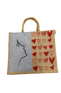 PALAK SAXENA Eco-Friendly Jute Bag-Reusable Tiffin/Shopping/Grocery Multipurpose Hand Bag with Zip & Handle for Men and Women (Grey)