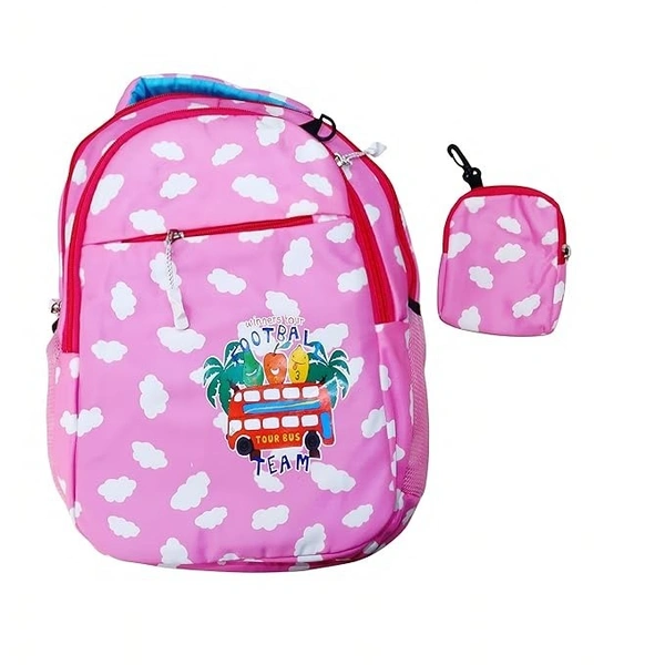 Cloud-Print Kids School Backpack - Lightweight, Durable, and Stylish for Boys and Girls (Pink) - Pink