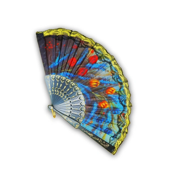 Folding Hand Fan - Floral Handheld Fan For Women & Girls Elegent Hand Fan For Dancing, Summer and Party Favors - Multicolour