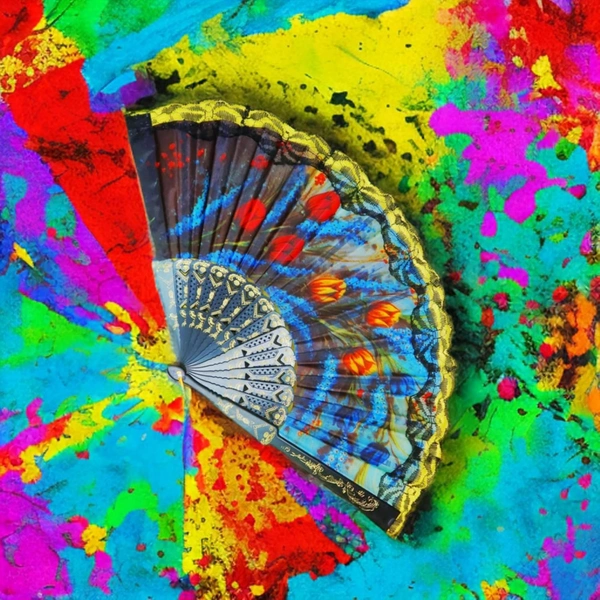 Folding Hand Fan - Floral Handheld Fan For Women & Girls Elegent Hand Fan For Dancing, Summer and Party Favors - Multicolour