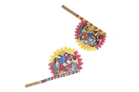 Beautiful Handcrafted Bamboo Hand Fan – Handpainted Traditional for Cultural Décor & Gifting pack 2 - Multi