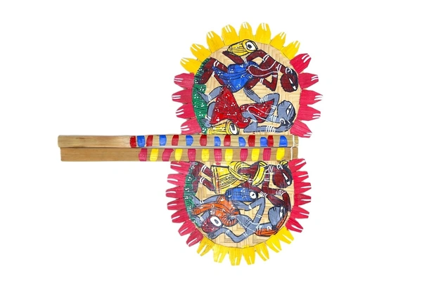 Beautiful Handcrafted Bamboo Hand Fan – Handpainted Traditional for Cultural Décor & Gifting pack 2 - Multi
