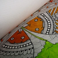 Dancing Fish: A Symphony of Colors | Unframed Madhubani Painting 32.2 x 24.2 inches - 32.2 x 24.2 inches